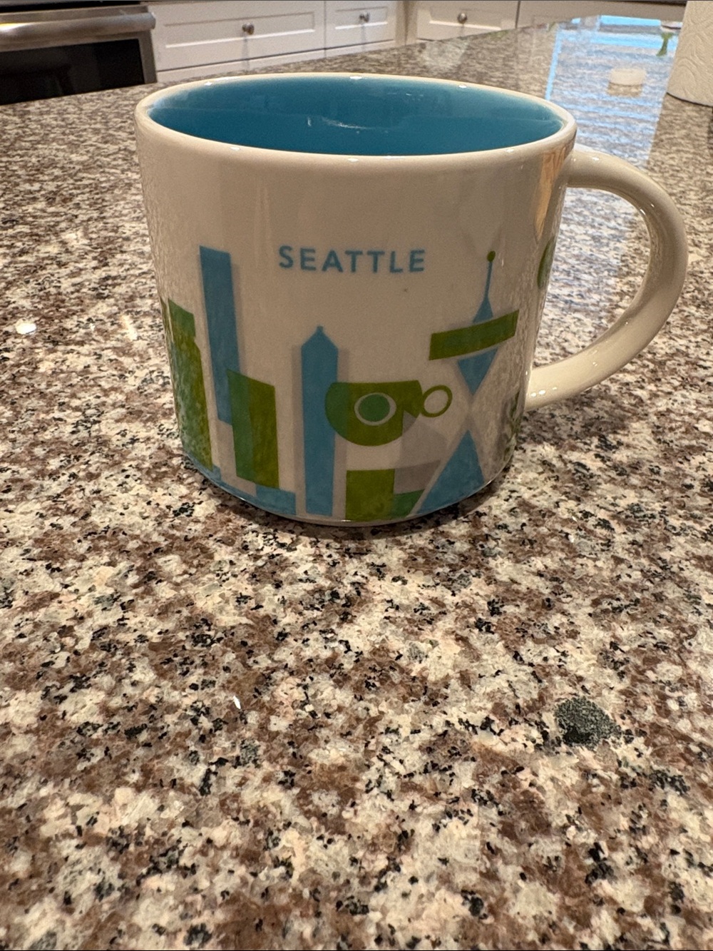 Starbucks Seattle Skyline Mug - Blue & Green